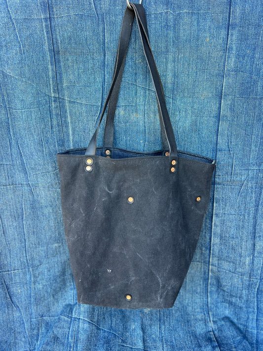 Vintage black canvas tote #1