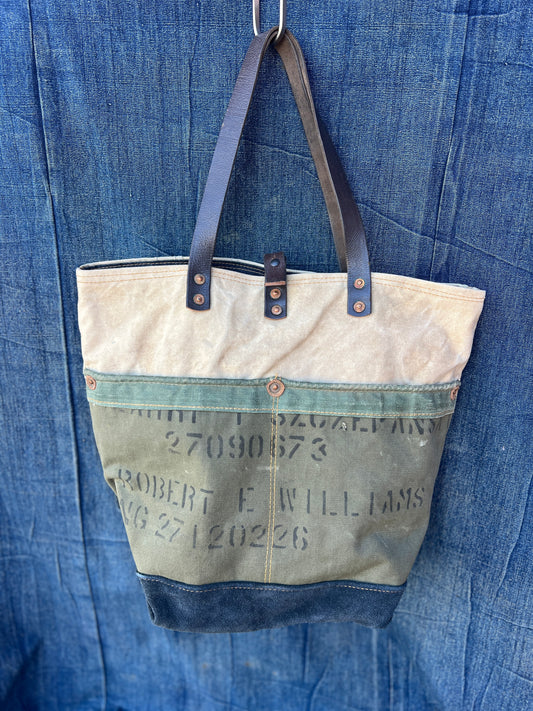 Vintage military canvas tote